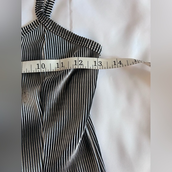 Elan Black and Gray Striped Shimmer Slip Dress Size Small - Picture 5 of 6